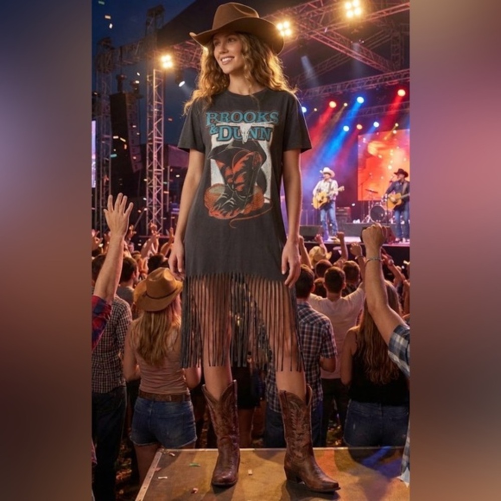 Brooks & Dunn Graphic Fringe Dress - Picture 3 of 4